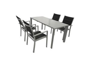 4050747460540 - Garnitur BAGO 5-teilig Alu silbergrau + Kunstgewebe schwarz