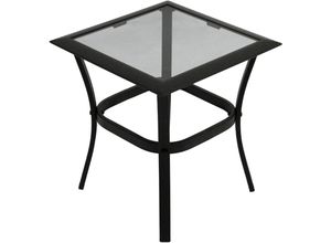 4050747469406 - Beistelltisch zagreb 46x46x48cm Stahl schwarz + Glas grau getönt - Schwarz