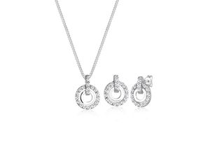 4050878313166 - Schmuckset ELLI 925 Sterling Silber Kreis Kristalle Schmuck-Sets Gr OneSize weiß (weiß weiß) Damen Schmucksets