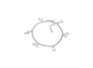 4050878319496 - Bettelarmband ELLI Kreuz Herz Anker Kristalle Silber Armbänder Gr 20 cm mit Steinen Silber 925 (Sterlingsilber) silberfarben (silber weiß) Damen Bettelarmband Bettelarmbänder