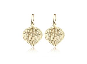 4050878420659 - Paar Ohrhänger ELLI Blatt Natur Blätter Baum 925 Silber vergoldet Ohrringe Gr OneSize ohne Stein Silber 925 (Sterlingsilber) goldfarben (gold) Damen Ohrhänger