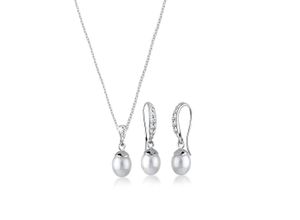 4050878431846 - Schmuckset ELLI Elegant Perle Kristalle 925 Silber Schmuck-Sets Gr OneSize silberfarben (silber weiß) Damen Brautschmuck