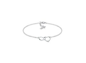 4050878488109 - Armband ELLI DIAMONDS Herz Anhänger Liebe Diamant (0015 ct) 925 Silber Armbänder Gr 19 cm mit Diamanten Silber 925 (Sterlingsilber) silberfarben (silber weiß) Damen Armbänder Silber