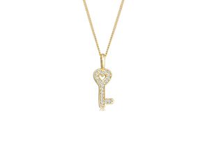 4050878492229 - Collierkettchen ELLI DIAMONDS Schlüssel Elegant Diamant (01 ct) 585 Gelbgold Halsketten Gr 45 002 ct mit Diamanten Gelbgold 585 Länge 45 cm goldfarben (gold weiß) Damen Colliers