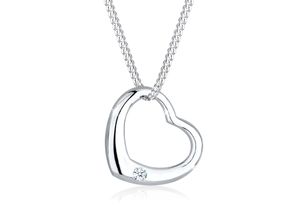 4050878494339 - Collierkettchen ELLI DIAMONDS Herz Liebe Romantik Diamant (003 ct) 925 Silber Halsketten Gr 45 0006 carat ct mit Diamanten Silber 925 (Sterlingsilber) Länge 45 cm weiß (weiß weiß) Damen Colliers