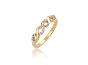 4050878497675 - Verlobungsring ELLI DIAMONDS Infinity Verlobung Diamant (009 ct) 585 Gelbgold Fingerringe Gr 52 mm 0018 carat ct P1 = bei 10-facher Vergrößerung erkennbare Einschlüsse Gelbgold 585 2 mm weiß (weiß weiß) Damen Verlobungsringe