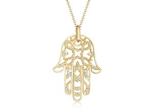 4050878499815 - Collierkettchen ELLI PREMIUM Hamsa Hand der Fatima Kristalle 925 Silber Halsketten Gr 70 mit Steinen Silber 925 (Sterlingsilber) Länge 70 cm goldfarben (gold weiß) Damen Colliers