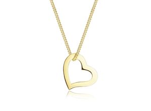 4050878500382 - Kette mit Anhänger ELLI PREMIUM Herz Liebe Filigran 375 Gelbgold Halsketten Gr 45 Gelbgold 375 Länge 45 cm goldfarben (gold) Damen Ketten mit Anhänger