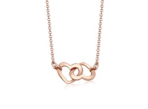 4050878501136 - Kette mit Anhänger ELLI Herzen Liebe Verbunden 925 Sterling Silber Halsketten Gr 45 Silber 925 (Sterlingsilber) Länge 45 cm rosegold Damen Ketten mit Anhänger