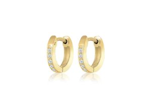 4050878506308 - Paar Creolen ELLI DIAMONDS Creolen Basic Diamant (005 ct) 375 Gelbgold Ohrringe Gr OneSize 005 ct P1 = bei 10-facher Vergrößerung erkennbare Einschlüsse mit Diamanten Gelbgold 375 weiß (weiß weiß) Damen Creolen