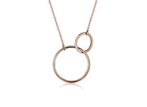 4050878526924 - Kette mit Anhänger ELLI Kreis Rund Ring Schlicht 925 Silber Halsketten Gr 45 ohne Stein Silber 925 (Sterlingsilber) Länge 45 cm rosegold Damen Ketten mit Anhänger