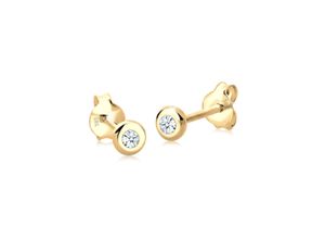 4050878527662 - Paar Ohrstecker ELLI DIAMONDS Basic Elegant Klassisch Diamant 585 Gelbgold Ohrringe Gr OneSize 0012 carat ct P1 = bei 10-facher Vergrößerung erkennbare Einschlüsse mit Diamanten Gelbgold 585 weiß (weiß weiß) Damen Ohrstecker