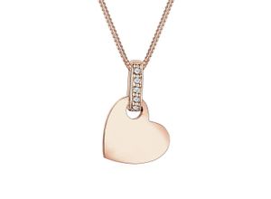 4050878527730 - Collierkettchen ELLI DIAMONDS Herz Liebe Diamant (0025 ct) 925 Silber Halsketten Gr 45 0025 ct mit Diamanten Silber 925 (Sterlingsilber) Länge 45 cm rosegold (rosegold weiß) Damen Colliers