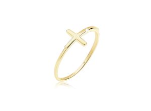 4050878527792 - Fingerring ELLI PREMIUM Kreuz Symbol Trend Blogger 375 Gelbgold Fingerringe Gr 54 mm ohne Stein Gelbgold 375 1 mm goldfarben (gold) Damen Fingerringe