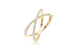 4050878529000 - Fingerring ELLI Silberring Kreuz mit Zirkonia 925 Silber Fingerringe Gr 54 mm mit Steinen Silber 925 (Sterlingsilber) 2 mm goldfarben (gold weiß) Damen