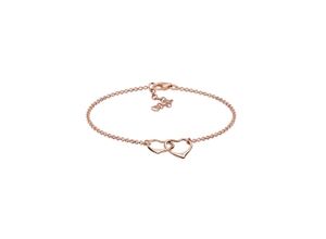 4050878529734 - Armband ELLI DIAMONDS Herz Anhänger Liebe Diamant (0015 ct) 925 Silber Armbänder Gr 19 cm mit Diamanten Silber 925 (Sterlingsilber) rosegold (rosegold weiß) Damen Armbänder