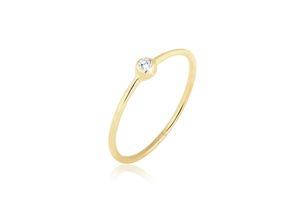 4050878529864 - Fingerring ELLI PREMIUM Solitär Zirkonia 375er Gelbgold Fingerringe Gr 54 mm mit Steinen Gelbgold 375 1 mm weiß (weiß weiß) Damen Fingerringe