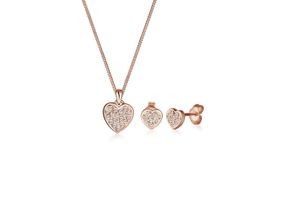 4050878529901 - Schmuckset ELLI Herz Kristalle 925 Silber Amour Schmuck-Sets Gr OneSize rosegold (rosegold weiß) Damen Schmucksets