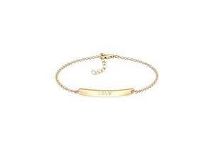 4050878532178 - Armband ELLI Love-Schriftzug 925 Sterling Silber Armbänder Gr 17 cm ohne Stein Silber 925 (Sterlingsilber) goldfarben (gold) Damen Armbänder