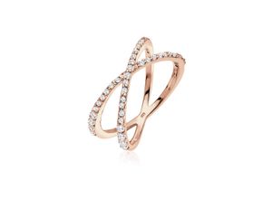 4050878532888 - Fingerring ELLI Silberring Kreuz mit Zirkonia 925 Silber Fingerringe Gr 56 mm mit Steinen Silber 925 (Sterlingsilber) 2 mm rosegold (rosegold weiß) Damen Fingerringe