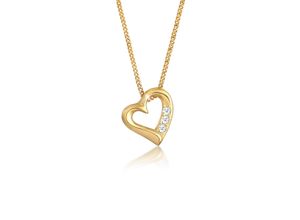 4050878539245 - Collierkettchen ELLI DIAMONDS Herz Liebe Diamant (0045 ct) 585 Gelbgold Halsketten Gr 45 0045 ct mit Diamanten Gelbgold 585 Länge 45 cm weiß (weiß weiß) Damen Colliers