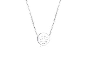 4050878540388 - Kette mit Anhänger ELLI mit Happy Smile Face 925 Silber Halsketten Gr 45 ohne Stein Silber 925 (Sterlingsilber) Länge 45 cm silberfarben (silber) Damen