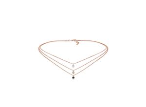 4050878550875 - Collier ELLI Choker 3-reihig Kristalle Silber Halsketten Gr 36 Silber 925 (Sterlingsilber) Länge 36 cm rosegold Damen Colliers