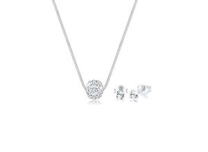 4050878557829 - Schmuckset ELLI Collier Kugel Kristalle 925 Silber Schmuck-Sets Gr OneSize silberfarben (silber weiß) Damen Schmucksets