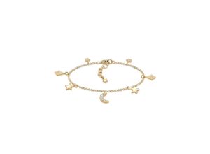 4050878558710 - Armband ELLI Astro Sterne Halbmond Kristalle 925 Silber Armbänder Gr 16 cm mit Steinen Silber 925 (Sterlingsilber) goldfarben (gold weiß) Damen Armbänder