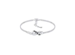 4050878558871 - Armband ELLI DIAMONDS Infinity Symbol Diamant (0195 ct)925 Silber Noir Armbänder Gr 16 cm mit Steinen Silber 925 (Sterlingsilber) silberfarben (silber schwarz) Damen Armbänder Silber