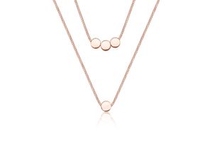 4050878559021 - Gliederkette ELLI Layer 2-lagig mit Kreisen 925 Silber Halsketten Gr 42 ohne Stein Silber 925 (Sterlingsilber) Länge 42 cm rosegold Damen Gliederketten