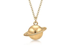 4050878559625 - Kette mit Anhänger ELLI Astro Planet Saturn Universum 925 Sterling Silber Halsketten Gr 45 ohne Stein Silber 925 (Sterlingsilber) Länge 45 cm goldfarben (gold) Damen Ketten mit Anhänger