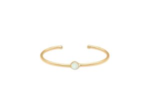 4050878560706 - Armreif ELLI Armreif Bangle Synthetischer Opal Trend 925 Silber Armbänder Gr 16 cm mit Stein Silber 925 (Sterlingsilber) goldfarben (gold weiß) Damen Armreifen