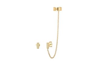 4050878560928 - Paar Ohrstecker ELLI Earcuff Klemme Asymmetrisch Minimal Geo 925 Silber Ohrringe Gr ohne Stein Silber 925 (Sterlingsilber) goldfarben (gold) Damen