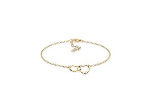 4050878563806 - Armband ELLI DIAMONDS Herz Anhänger Liebe Diamant (0015 ct) 925 Silber Armbänder Gr 19 cm mit Diamanten Silber 925 (Sterlingsilber) goldfarben (gold weiß) Damen Armbänder