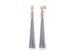 4050878563981 - Paar Ohrhänger ELLI Tassel Solitär Geo Kristalle 925 Silber Ohrringe Gr OneSize mit Steinen Silber 925 (Sterlingsilber) rosegold (rosegold weiß) Damen