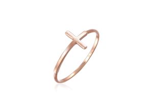 4050878564223 - Fingerring ELLI PREMIUM Bandring Kreuz Symbol Basic Modern 750 Roségold Fingerringe Gr 54 mm ohne Stein Roségold 750 1 mm rosegold Damen Fingerringe