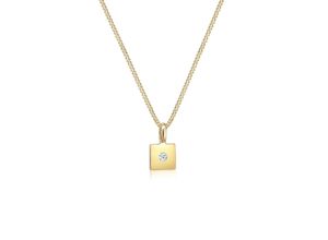 4050878567248 - Collierkettchen ELLI DIAMONDS Viereck Anhänger Diamant (0015 ct) 585er Gelbgold Halsketten Gr 45 0003 carat ct mit Diamanten Gelbgold 585 Länge 45 cm goldfarben (gold weiß) Damen Colliers