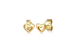 4050878568870 - Paar Ohrstecker ELLI PREMIUM Stecker Herz Liebe Symbol Fein 585er Gelbgold Ohrringe Gr OneSize ohne Stein Gelbgold 585 goldfarben (gold) Damen Ohrstecker