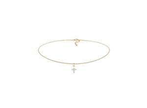 4050878569662 - Collier ELLI Choker Kreuz Religion Zirkonia 925 Silber Halsketten Gr 36 mit Stein Silber 925 (Sterlingsilber) Länge 36 cm goldfarben (gold) Damen Collier Kreuzkette Silberkette Kreuzketten Halsschmuck