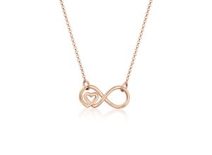 4050878570279 - Kette mit Anhänger ELLI Infinity Unendlichkeit Herz Liebe 925er Silber Halsketten Gr 45 Silber 925 (Sterlingsilber) Länge 45 cm rosegold Damen