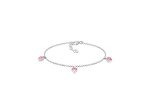 4050878572266 - Armband ELLI Kinder Herzen Rosa Zirkonia Erbskette 925 Silber Armbänder Gr 14 cm ohne Stein Silber 925 (Sterlingsilber) silberfarben (silber pink) Damen