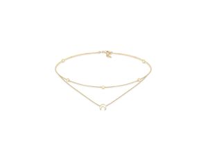 4050878573430 - Collier ELLI Choker Layer Halbmond und Sterne 925er Silber Halsketten Gr 36 ohne Stein Silber 925 (Sterlingsilber) Länge 36 cm goldfarben (gold) Damen Colliers Halsschmuck