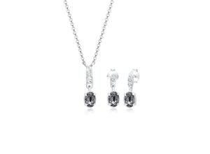 4050878573867 - Schmuckset ELLI Erbskette Stecker Kristalle 925 Silber Schmuck-Sets Gr OneSize silberfarben (silber grau) Damen Schmucksets