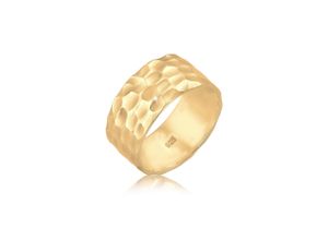 4050878575373 - Fingerring ELLI Breit Bandring Gehämmert Matt 925er Silber Fingerringe Gr 52 mm ohne Stein Silber 925 (Sterlingsilber) 9 mm goldfarben (gold) Damen Fingerringe