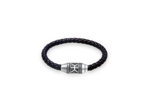 4050878576714 - Armband KUZZOI Herren Leder Logo Magnet-Verschluß 925 Silber Armbänder Gr 19 cm ohne Stein Silber 925 (Sterlingsilber) silberfarben (silber) Herren Armbänder Silber