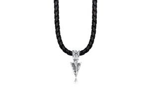 4050878577131 - Kette mit Anhänger KUZZOI Herren Lederkette Arrow Pfeil Oxidiert 925 Silber Halsketten Gr 50 ohne Stein Silber 925 (Sterlingsilber) Länge 50 cm silberfarben (silber) Herren Ketten mit Anhänger