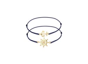 4050878578978 - Armband Set ELLI Set Anker Steuerrad Freundschaft 925er Silber Armbänder Gr 16 cm ohne Stein Silber 925 (Sterlingsilber) goldfarben (gold) Damen