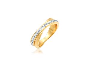 4050878580063 - Fingerring ELLI Wickelring Zart Kristalle 925 Silber Fingerringe Gr 56 mm mit Steinen Silber 925 (Sterlingsilber) 65 mm goldfarben (gold weiß) Damen Fingerringe