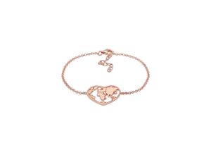 4050878583255 - Armband ELLI Weltkugel Globus Reise Herz Cut Out 925 Silber Armbänder Gr 16 cm ohne Stein Silber 925 (Sterlingsilber) rosegold Damen